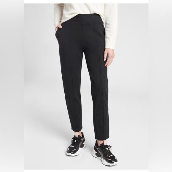 Athleta Vincent Heathered Pintuck Pant Carcoal Heather Gray Sz M NWT - Picture 1 of 9